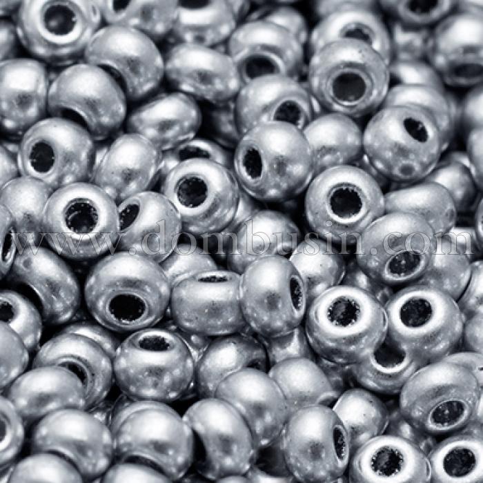 Бисер 01700 Чешский Preciosa 10/0, Металлик Матовый CTMM, Серебряный, Круглый, (УТ0010318)