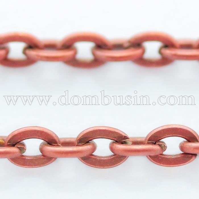Ланцюг Якірне Плетіння, Залізо, Колір: Мідь, Ланка: 3х2мм, Товщина 0.6мм, (БА000001742)