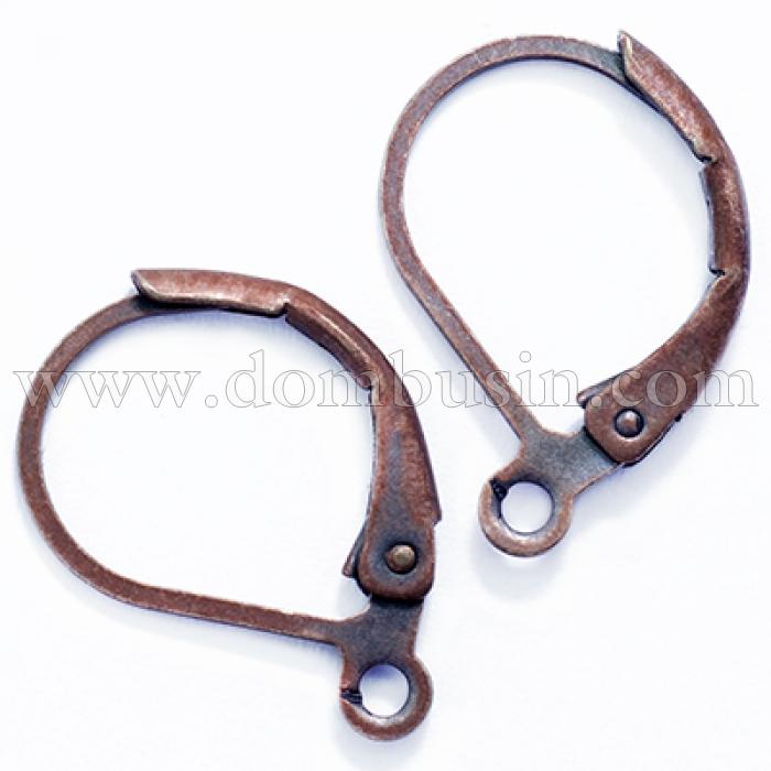 Швензы, Латунь, c Петелькой, Английская застежка, Цвет: Медь, Размер: 15х10мм, Отверстие 1мм, (УТ0005893)