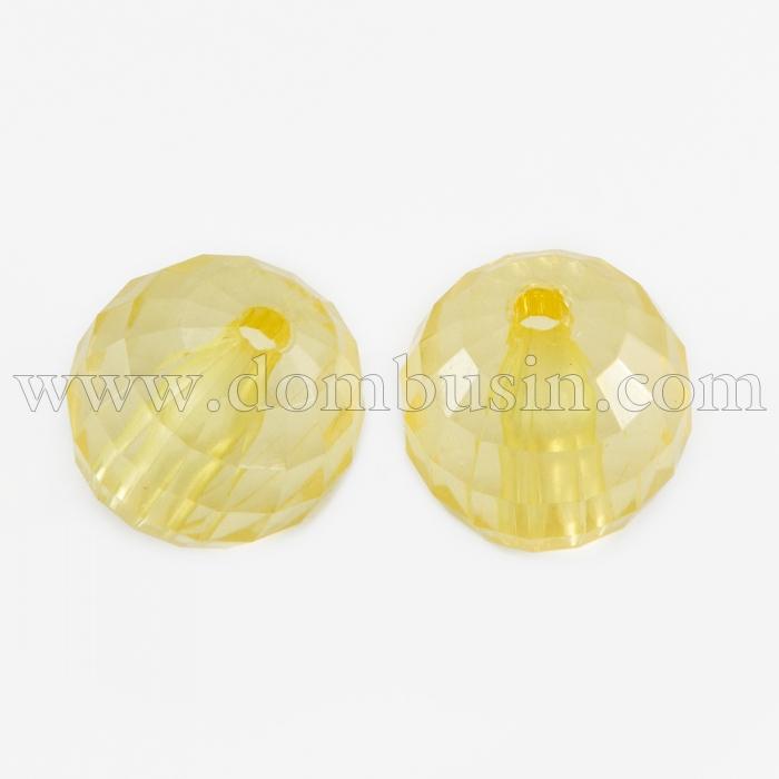 Бусины Акриловые Прозрачные, Граненые, Круглые, Цвет: Желтый, Диаметр: 8мм, Отверстие 1.5мм, около 210шт/50г, (УТ0013482)