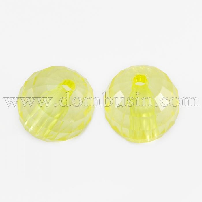 Бусины Акриловые Прозрачные, Граненые, Круглые, Цвет: Желтый, Диаметр: 12мм, Отверстие 2.5мм, около 50шт/50г, (УТ0013491)