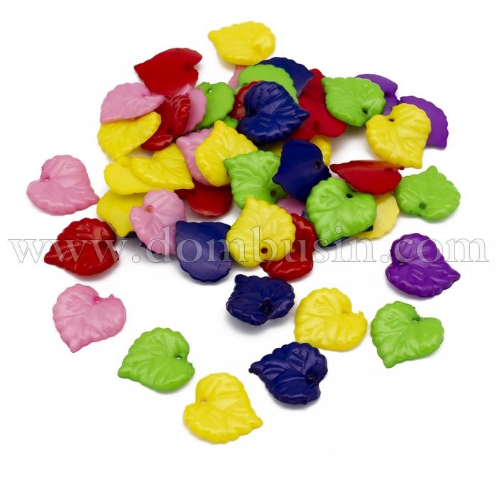 Подвески Акрил Непрозрачные, Лист, Цвет: Микс, Размер: 16х2мм, Отверстие: 1мм, около 165шт/50г, (УТ0017427)