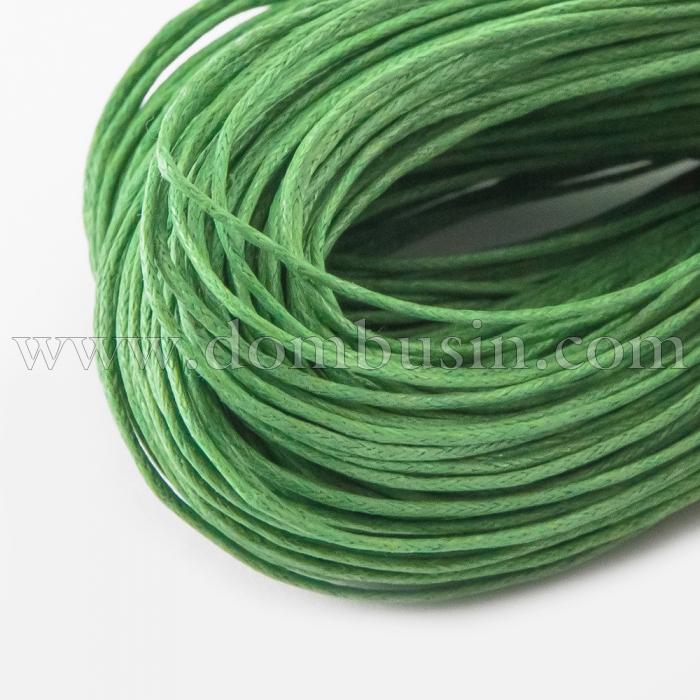 Шнур Вощений Бавовняний для плетіння, Макраме та біжутерії, Салатовий, 1мм, близько 85м/зв'язка, (УТ000004795)