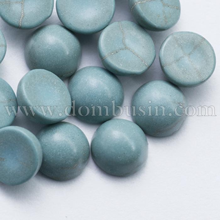 Кабошони Синтетичні Бірюза, Круглі, Колір: Бірюзовий, Розмір: 6х3мм (УТ0026502)