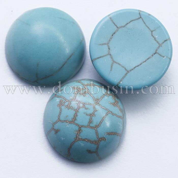 Кабошони Синтетичні Бірюза, Круглі, Колір: Бірюзовий, Розмір: 16х6мм (УТ0026497)