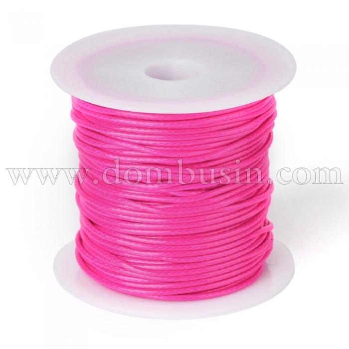 Шнур Вощеный Полиэстер для плетения, Макраме и бижутерии, Розовый, 1мм, около 10м/катушка, (УТ0026611)