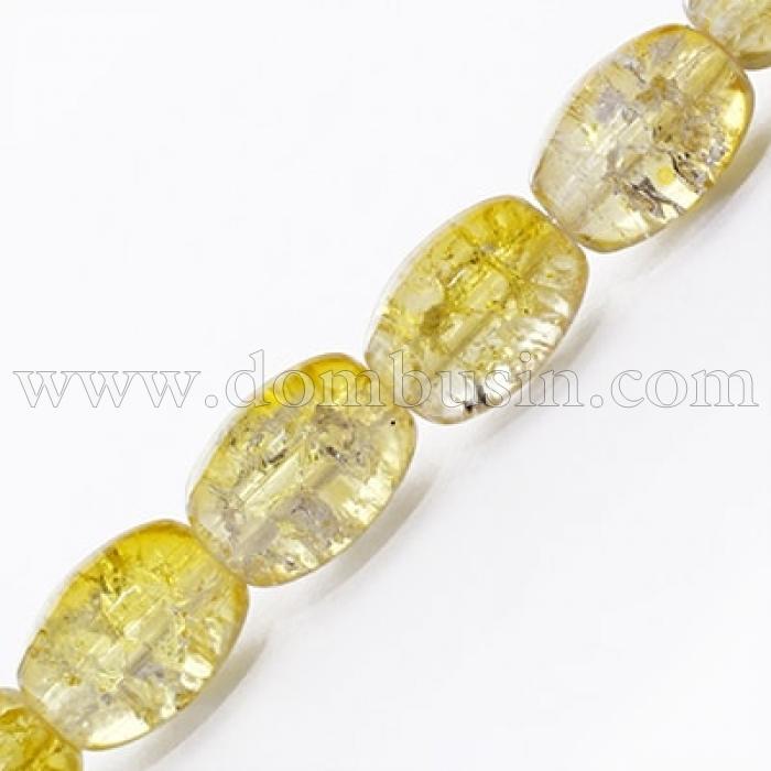 Бусины "Битое Стекло" Двухцветные, Овальные, Цвет: Желтый A75, Размер: 11х8мм, Отверстие 1.5мм, около 70шт/77см/нить, (УТ0027337)