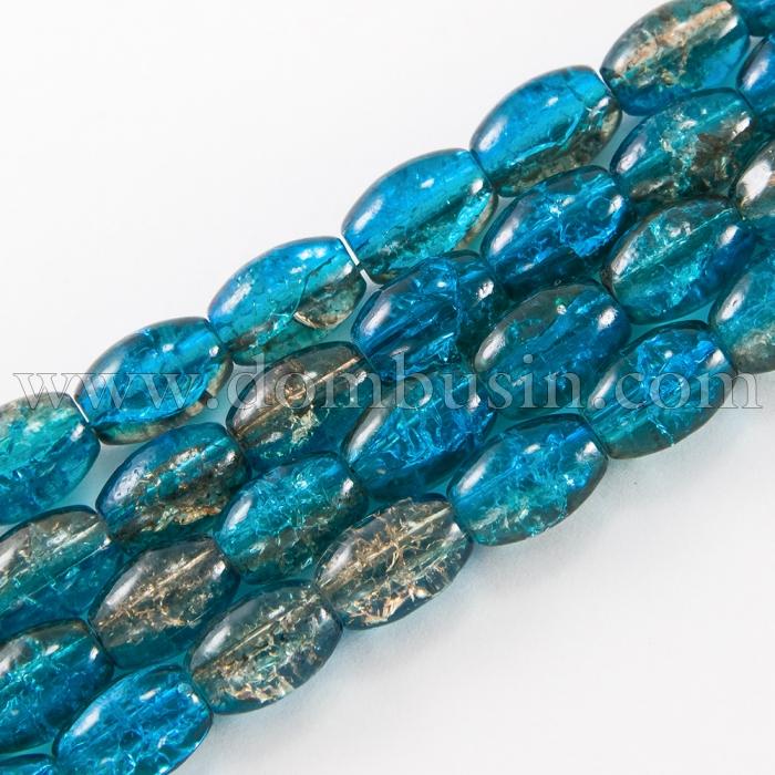 Бусины "Битое Стекло" Двухцветные, Овальные, Цвет: Сине-коричневый A78, Размер: 11х8мм, Отверстие 1.5мм, около 70шт/77см/нить, (УТ0027338)