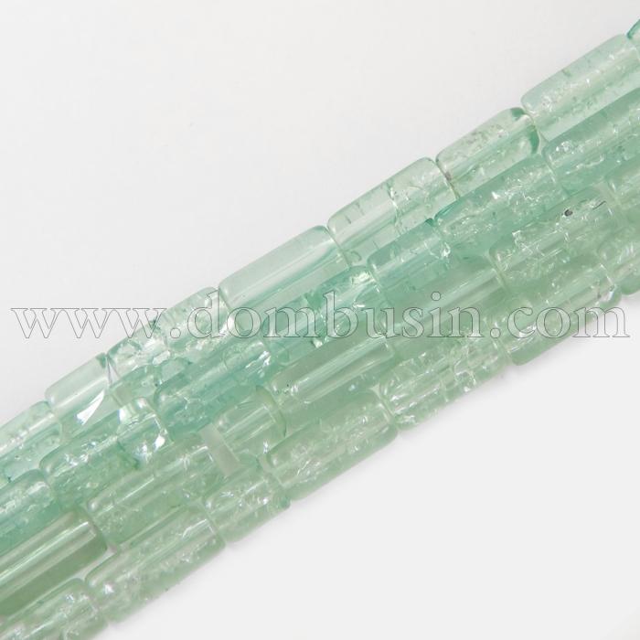 Намистини "Бите Скло" Циліндр, Колір: Блакитний A18, Розмір: 12х6мм, Отвір 1.5мм, близько 48шт/58см/нитка, (УТ0027345)