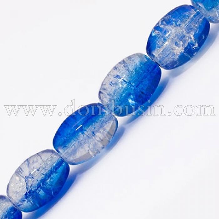 Бусины "Битое Стекло" Двухцветные, Овальные, Цвет: Голубой A69, Размер: 11х8мм, Отверстие 1.5мм, около 70шт/77см/нить, (УТ0027333)