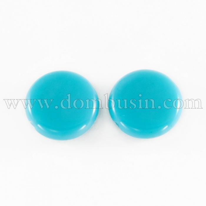 Намистини Акрил Круглі Плоскі, Колір: Блакитний, Розмір: Діаметр: 14мм, Товщина: 5 мм, Отвір 1мм, близько 65шт/50г, (УТ0027473)