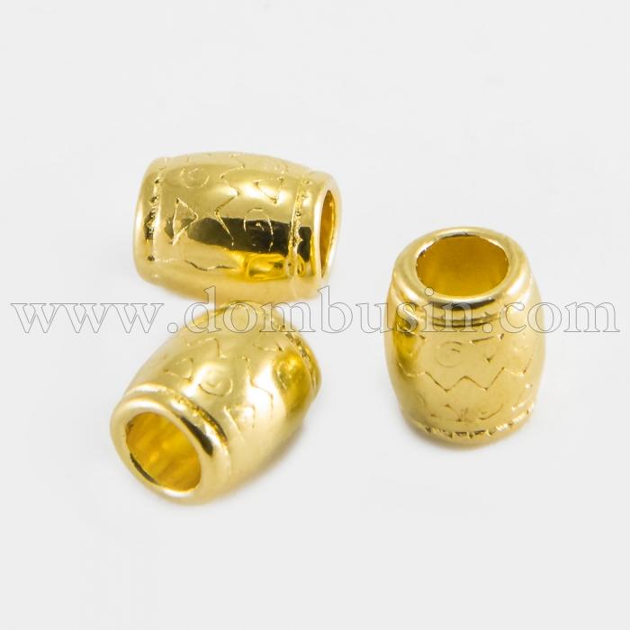 Бусины-Разделители Бижутерный Сплав, Бочка, Цвет: Золото, Размер: 8х6.5мм, Отверстие 4мм, (УТ0027623)