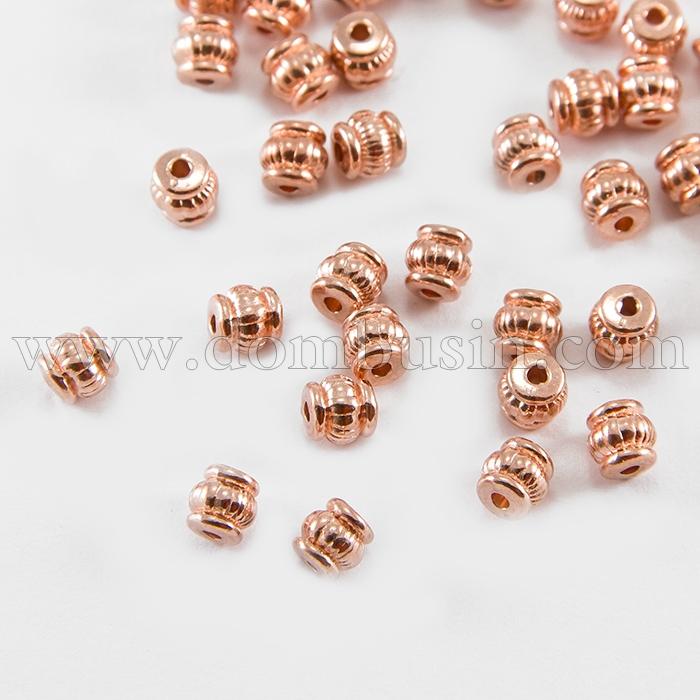 Намистини-Роздільники Металеві, Бочка, Колір: Рожеве Золото, Розмір: 5х5х5мм, Отвір 1.5мм, (УТ0027644)