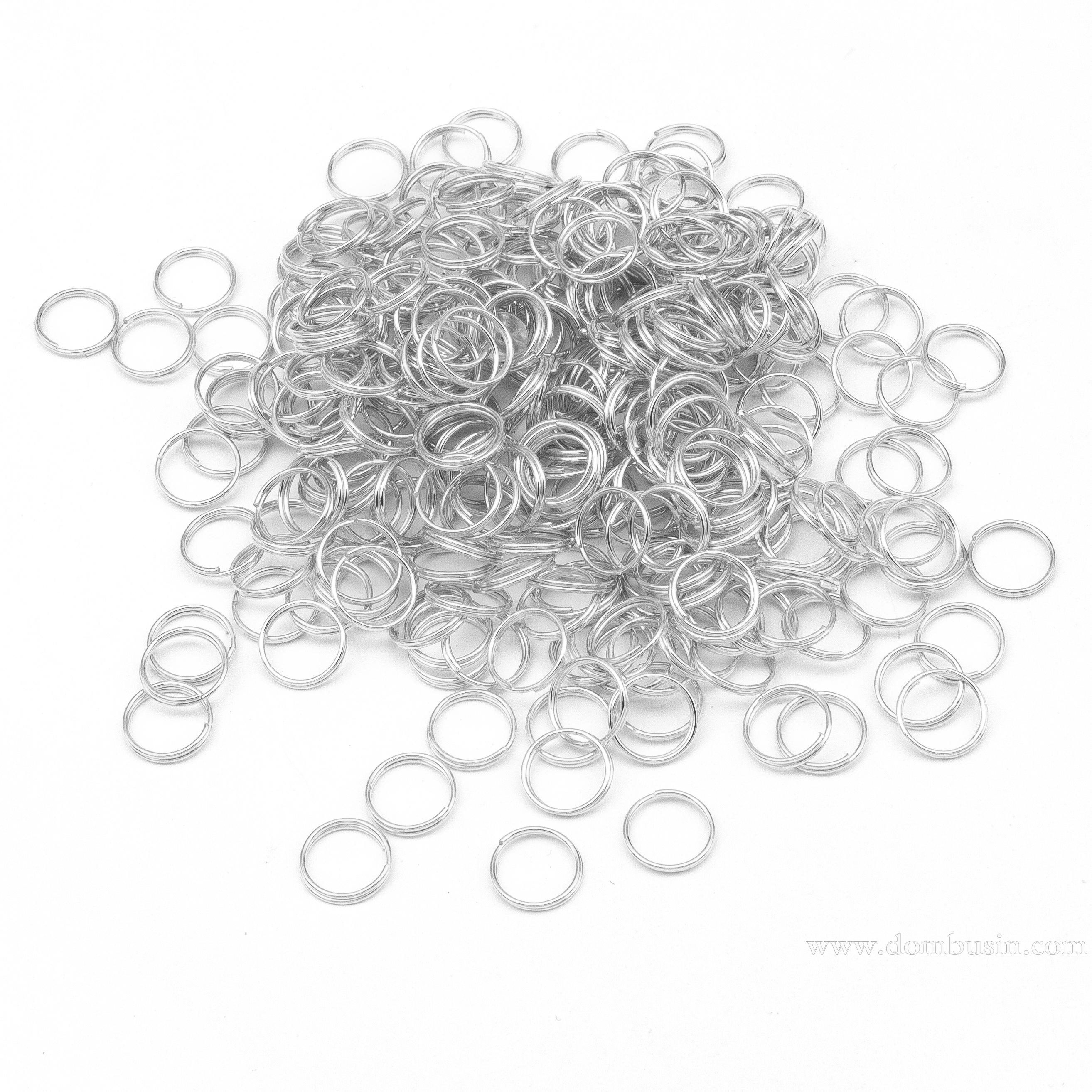 Колечка Подвійні, Залізні, Колір: Срібло, Розмір: 10мм, Товщина 0.7мм, 50г / близько 200шт, (УТ0027763)