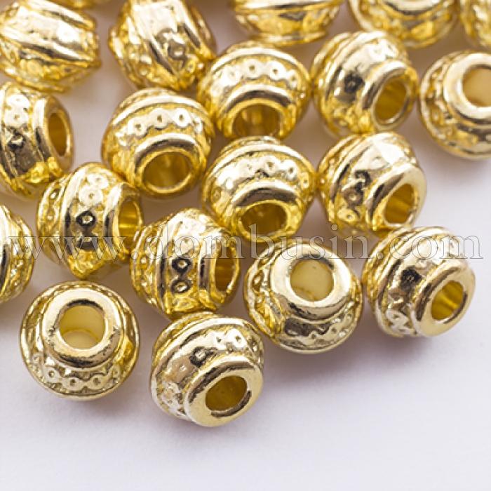 Намистини-Роздільники, Сплав, Рондель, Колір: Золото, Розмір: 9х7мм, Отвір 3.5мм, (УТ0027670)