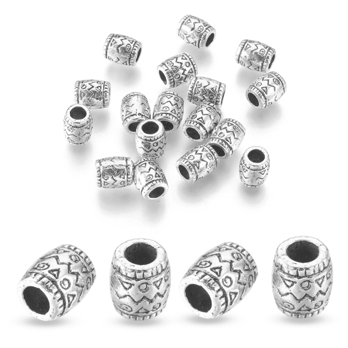 Бусины-Разделители Бижутерный Сплав, Бочка, Античное Серебро, 8х6.5мм, Отверстие 4мм, (УТ0027669)