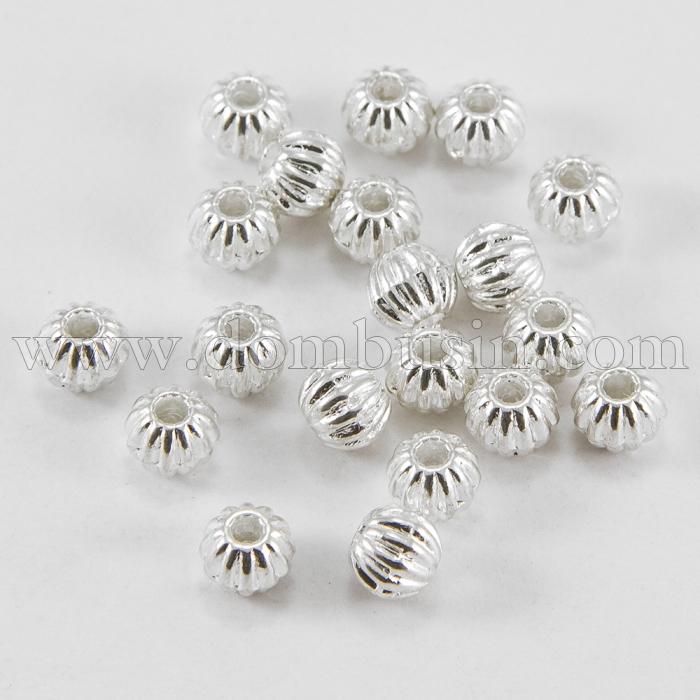 Намистини-Роздільники, Сплав, Круглі, Колір: Срібло, Діаметр 7мм, Отвір 1мм, (УТ0027751)