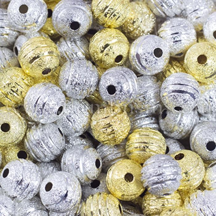 Намистини Зоряна Пил, Латунь, Круглі, Колір: Мікс, Розмір: Діаметр 8мм, Отвір 1.2мм, (УТ0027760)