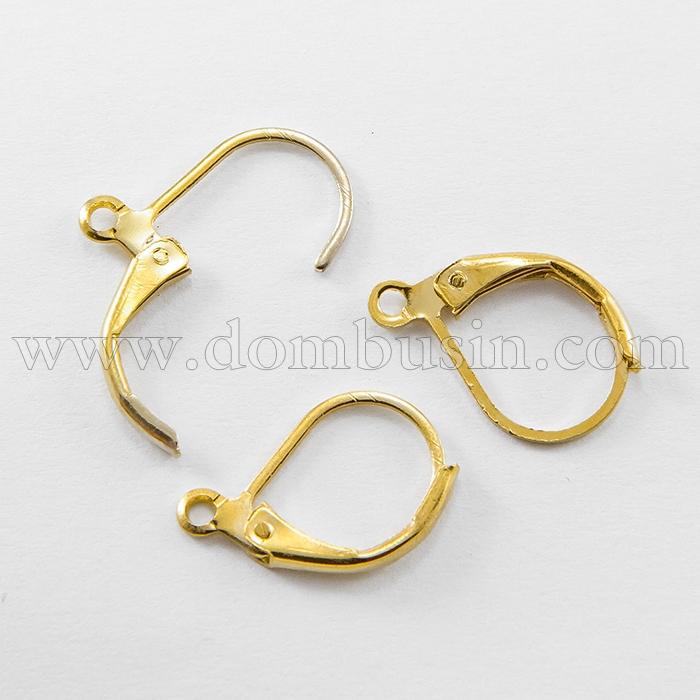 Швензы, Латунь, c Петелькой, Английская застежка, Цвет: Золото, Размер: 15х10мм, Отверстие 1мм, (БА000000478)