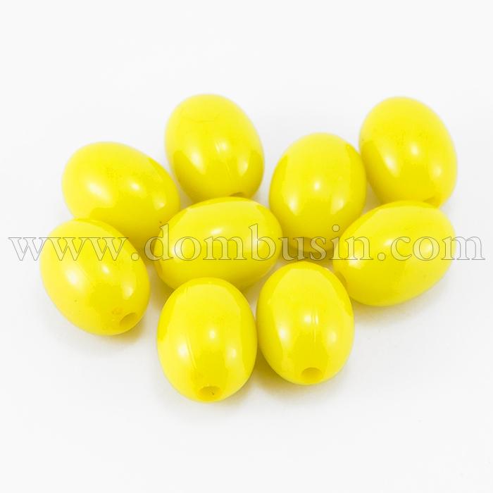 Намистини Акрил Непрозорі, Овальні, Колір: Жовтий, Розмір: 12х9мм, Отвір 1.5мм, близько 42шт/25г, (УТ0028640)