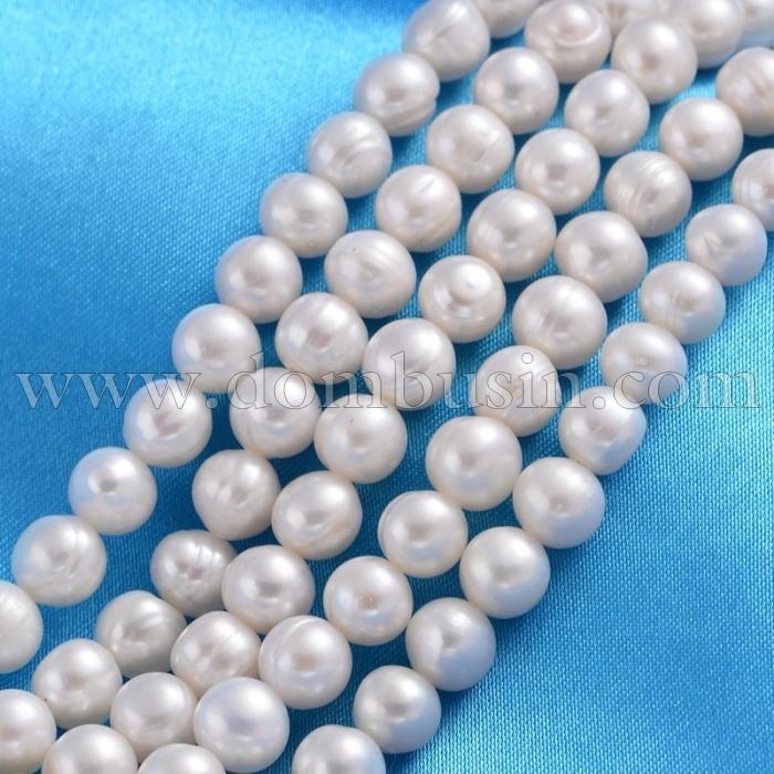 Жемчуг Натуральный Пресноводный, Класс А, Круглый, Цвет: Слоновая кость, Размер: 6~7мм, Отв-тие 1мм, около 62шт/35-36см/нить (УТ0029261)