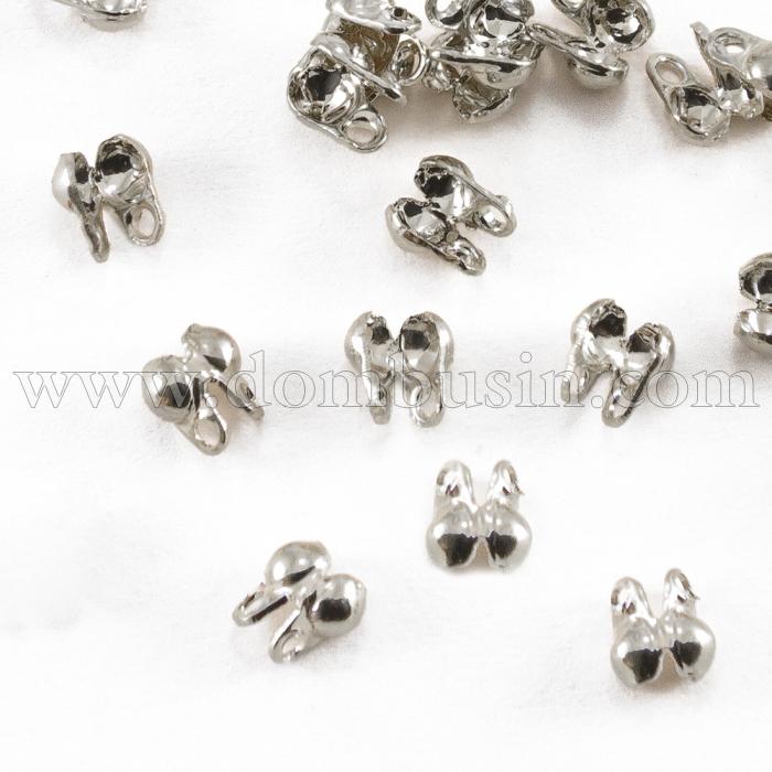 Каллоты, Нержавеющая Сталь, Зажимы концевики, раковина, Цвет: Нерж Сталь, Размер: 5х2.5мм, Отв. 1мм, Диаметр внутри 2мм, (УТ0029421)