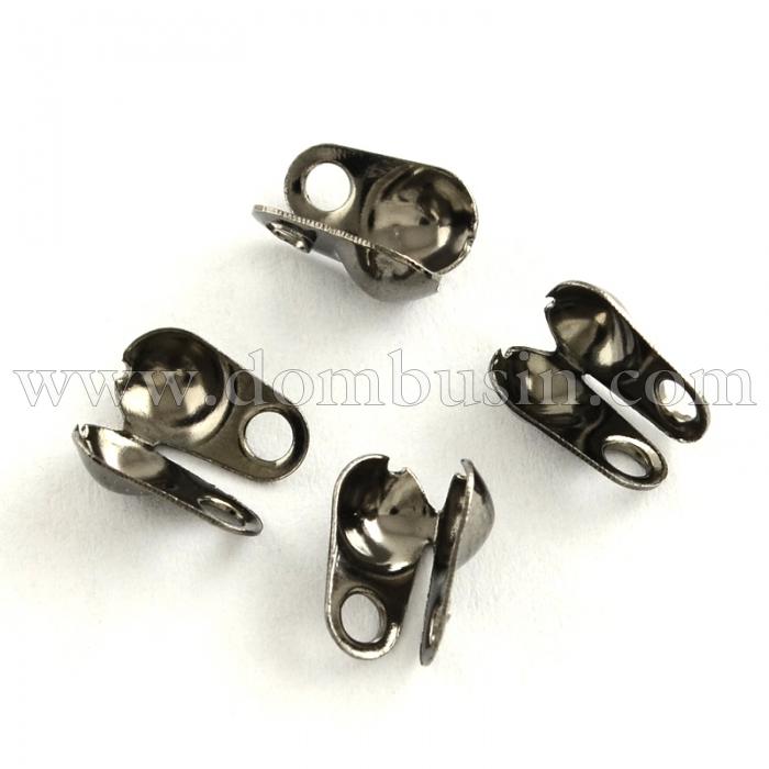 Каллоты из Железа, Зажимы концевики, раковина, Цвет: Оружейная Сталь, Размер: 4х2мм, Отв. 1мм, Диаметр внутренний 1.5мм, около 135шт/5г, (УТ0029434)