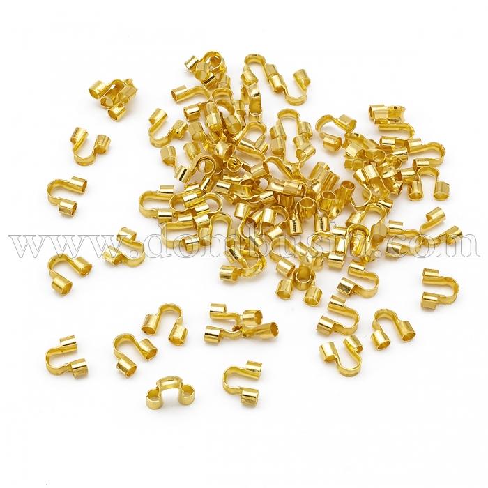 Зажимы Протектор для Проволоки, Латунь, Цвет: Золото, Размер: 5х6мм, Толщина 2мм, Отв-тие 1.5мм, около 80шт/5г, (УТ0029438)