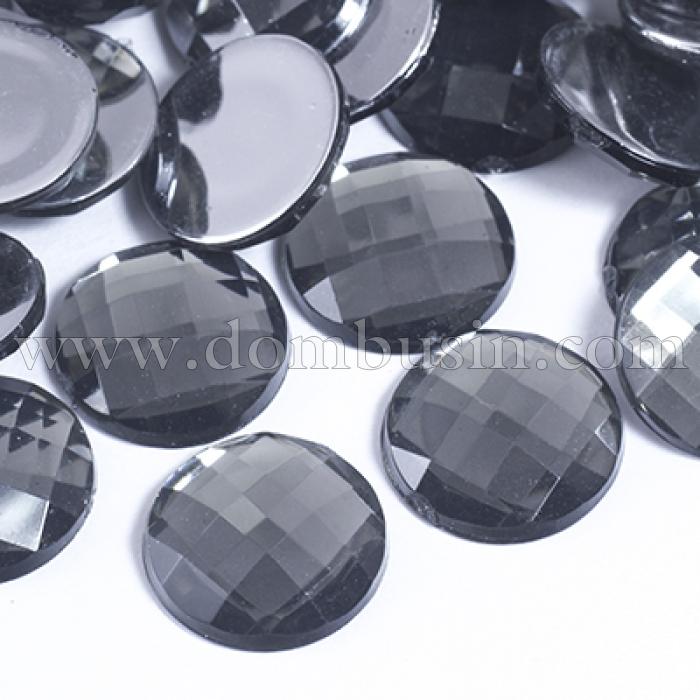 Акриловые Стразы - Кабошоны, Граненые, Плоские Круглые, Цвет: Серый, Размер: 12х4мм, (УТ0029021)