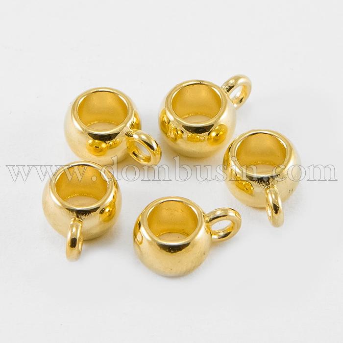 Бейл Бижутерный сплав, Тибетский Стиль, Рондель, Цвет: Золото, Размер: 8х5мм, Отверстие 2мм и 3.5мм, (УТ0029223)