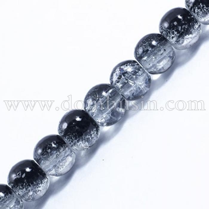 Бусины Стекло Кракле 4мм, Двухцветные, круглые, Цвет: Черный A45, Диаметр: 4мм, Отв-тие 1мм, около 200шт/80см/нить, (УТ0031239)