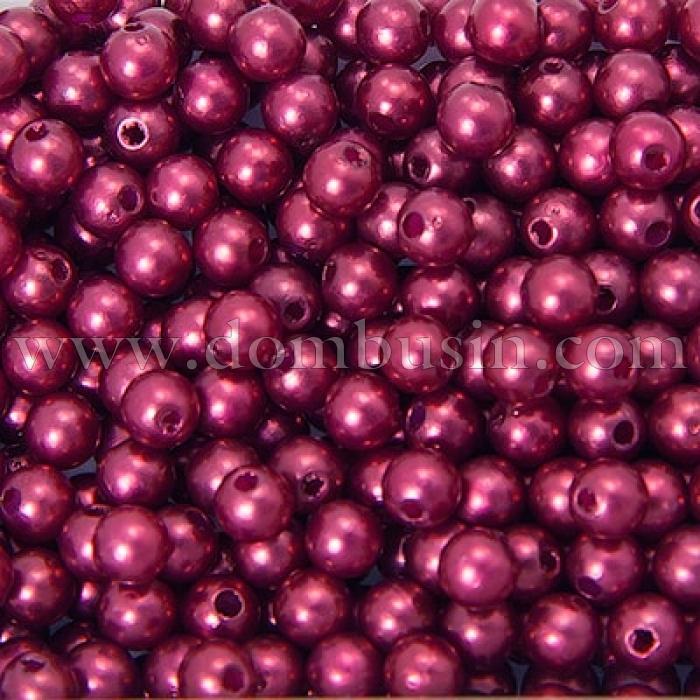 Перли Намистини Акрилові, Глянцеві, Круглі, Колір: Темно-червоний, Діаметр 6мм, Отвір 1.5мм, близько 230шт/25г, (УТ0030195)