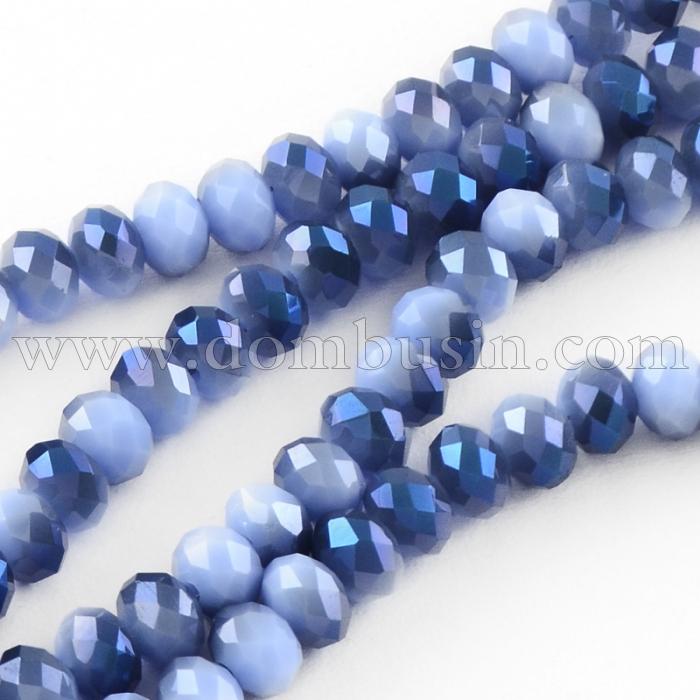 Бусины Гальваника Стекло АВ-Цвет, Полупокрытие, Непрозрачные, Граненые, Рондель, Лавандовый, 4х3мм, Отв. 1мм, около 140шт/48см/нить (УТ0031068)