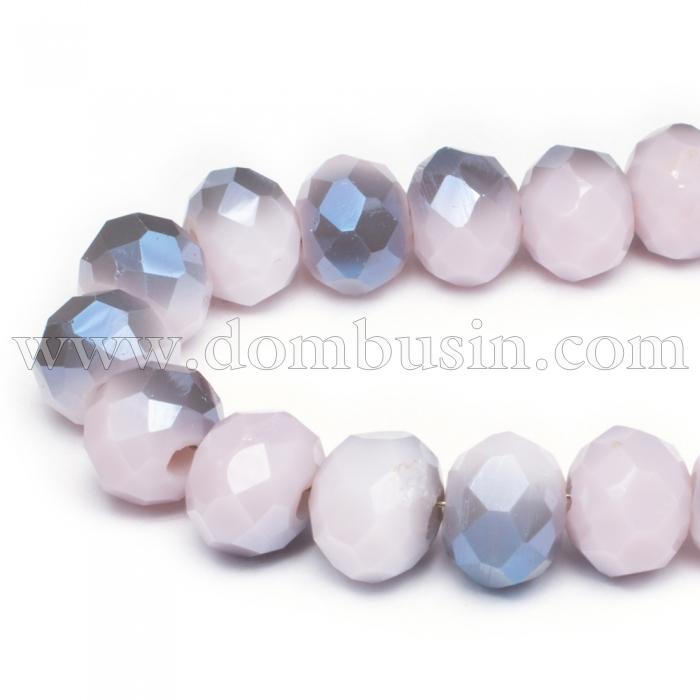 Бусины Гальваника Стекло АВ-Цвет, Полупокрытие, Непрозрачные, Граненые, Рондель, Цвет: Лиловый, Размер: 6х4мм, Отв-тие: 1мм, около 100шт/40см/нить, (УТ0031076)