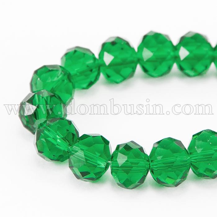 Бусины Австрийский Хрусталь, Имитация, Стекло Граненые, Прозрачные, Рондель, Цвет: Лайм, Размер: 12х8мм, Отв-тие 1мм, около 72шт/58см/нить, (УТ0030839)