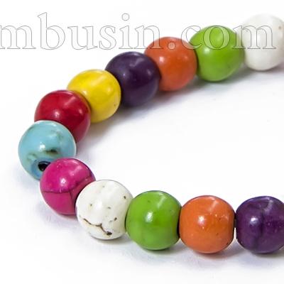 Бусины Синтетическая Бирюза, Окрашенные, На нитях, Круглые, Цвет: Микс, Размер: Диаметр: 6мм, Отверстие 1мм, около 67шт/40см/нить, (УТ0030768)