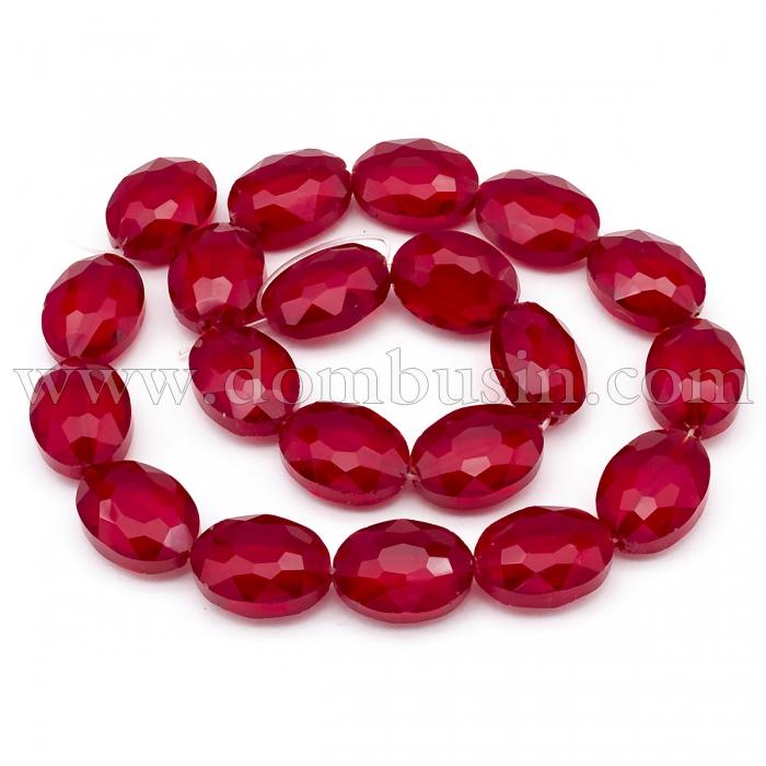 Бусины Хрустальное Стекло, Прозрачные Граненые, Овал, Цвет: Кирпичный, Размер: 16х13мм, Толщина 7мм, Отв-тие: 1мм, около 20шт/32см/нить, (УТ0030985)