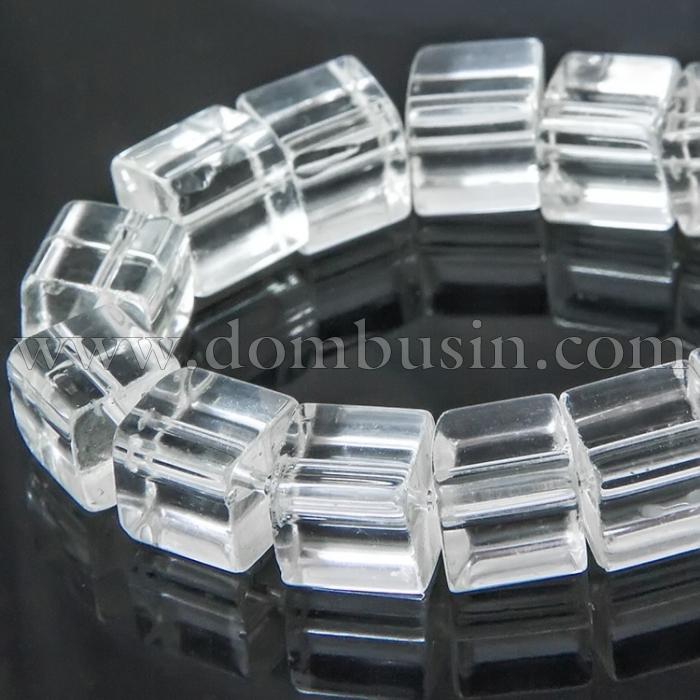 Бусины стеклянные, Кубики прозрачные, Цвет: Бесцветный, Размер: 4х4х4мм, Отверстие 1мм, около 98шт/40см/нить, (УТ0030997)