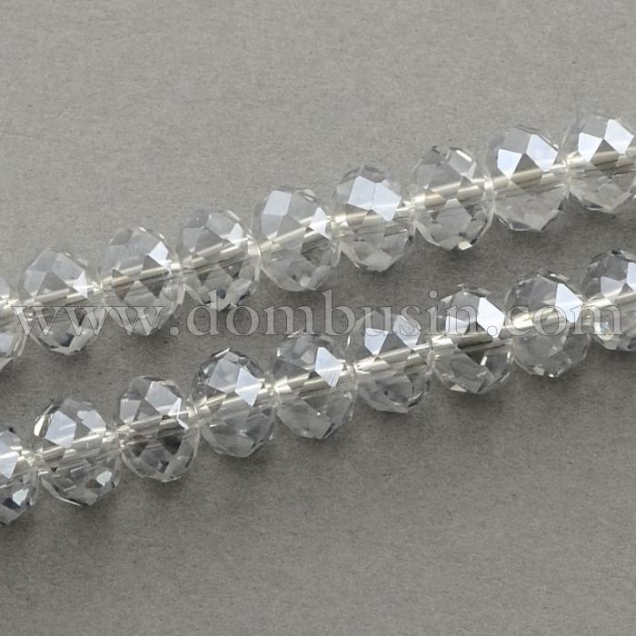 Бусины Гальваника Стекло, Граненые, Рондель, Цвет: Серый, Размер: 6х4мм, Отв-тие: 1мм, около 100шт/40см/нить, (УТ0031036)