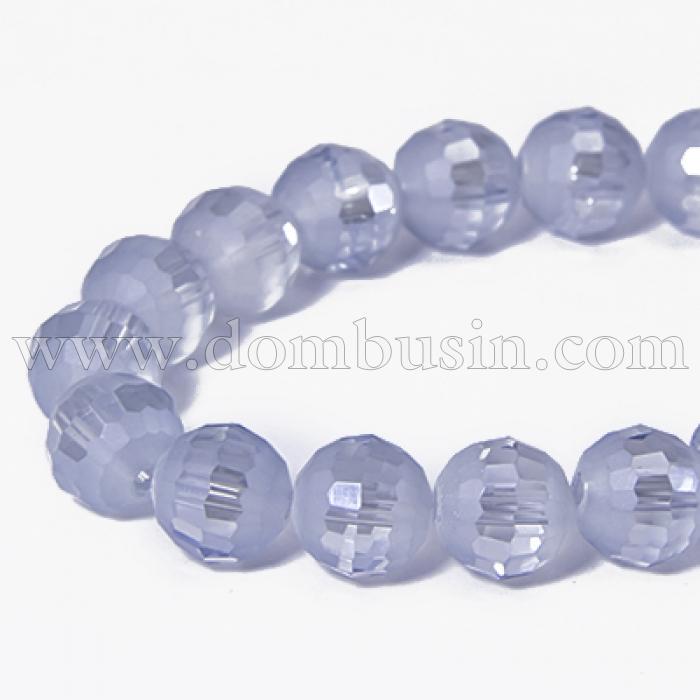 Бусины Стекло с Гальваникой, Граненые, радужные, морозный стиль, Круглые, Цвет: Голубой, Размер: Диаметр 10мм, Отв. 2 мм, около 72шт/72см/нить, (УТ0031462)