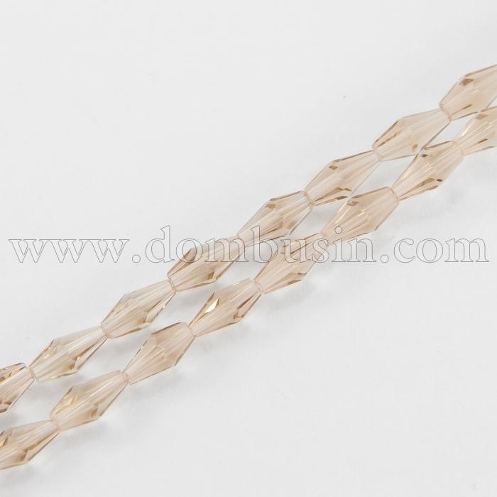 Бусины Стекло Биконус, Граненые, Цвет: Древесный, Размер: 8х4х4мм, Отв-тие 1мм, около 72шт/60см/нить, (УТ0030341)