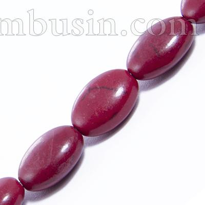 Бусины Синтетическая Бирюза, Окрашенные, На нитях, Овальные, Цвет: Красный, Размер: Длина: 13мм, Ширина: 10мм, Толщина: 5мм, Отверстие 1мм, около 30шт/нить, (УТ0030758)