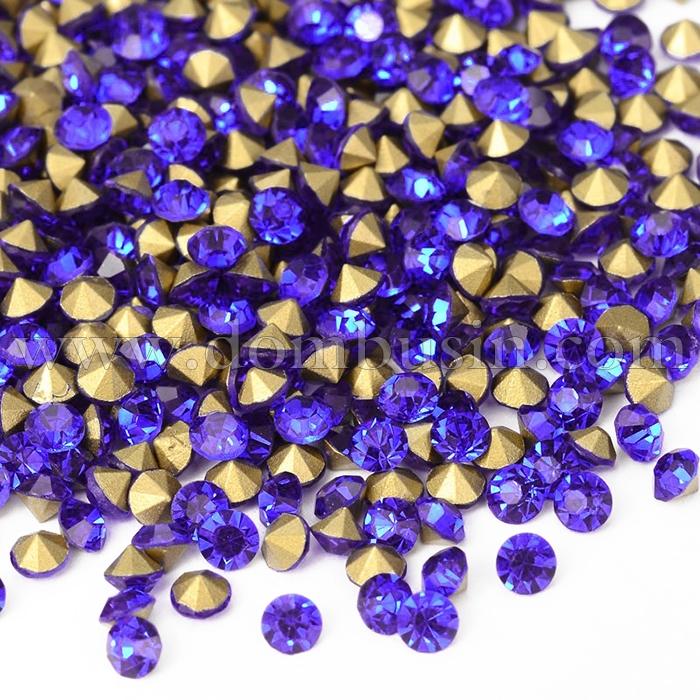 Стразы Бриллиант Стекло Класс А, Покрытые сзади, Цвет: Сапфир, Размер: 2.7~2.8мм, (УТ0030600)