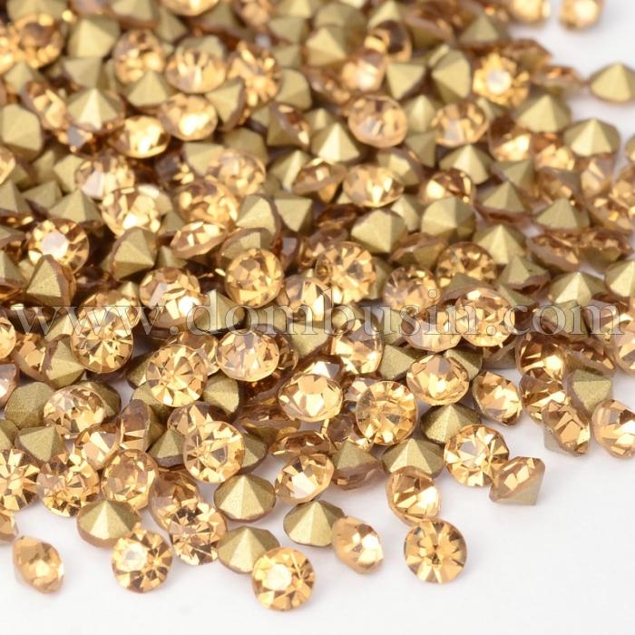 Стразы Бриллиант Стекло Класс А, Покрытые сзади, Цвет: Светлый Топаз, Размер: 1.9~2мм, (УТ0030646)
