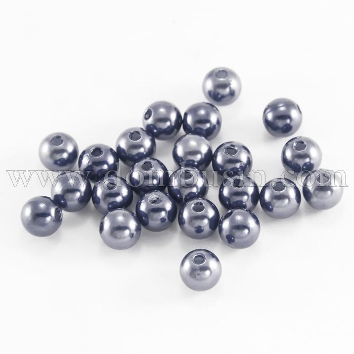 Перли Намистини Акрилові, Глянцеві, Круглі, Колір: Сірий, Розмір: Діаметр 6мм, Отвір 1.5мм, близько 230шт/25г, (УТ0030188)