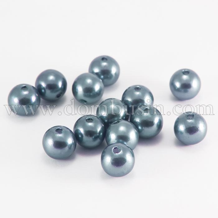 Жемчуг Бусины Акриловые, Глянцевые, Круглые, Цвет: Серо-синий, Диаметр 10мм, Отв-тие 2.5мм, около 50шт/25г, (УТ0030227)