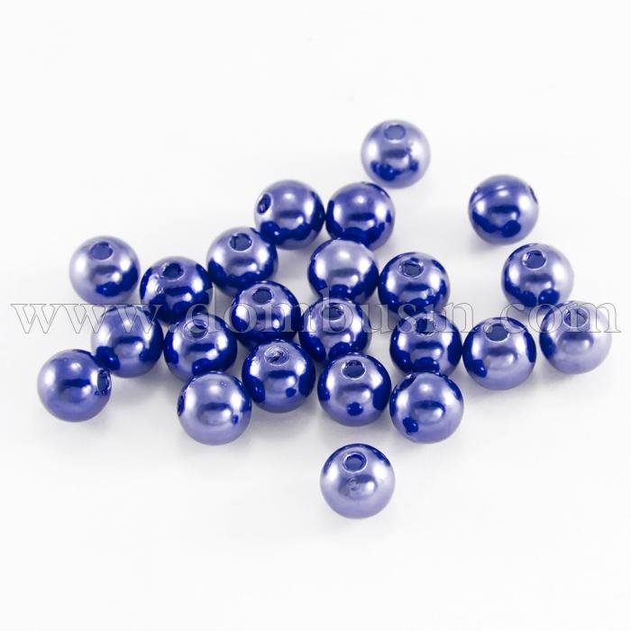 Перли Намистини Акрилові, Глянцеві, Круглі, Колір: Синій роял, Розмір: Діаметр 14мм, Отвір 2.3мм, близько 18шт/25г, (УТ0030252)