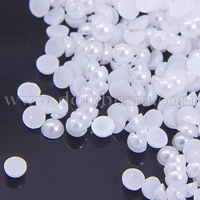 Кабошони Перли АВС Акриловий, Круглі, Колір: Білий, Діаметр: 2.5мм, Товщина 1.25мм, близько 560шт/5г, (УТ0030166)