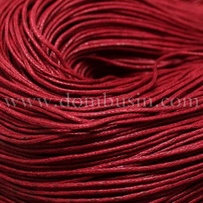 Шнур Вощений Бавовняний, Колір: Багряний, Розмір: Товщина 1 мм, близько 80м / зв'язка, (УТ000003378)