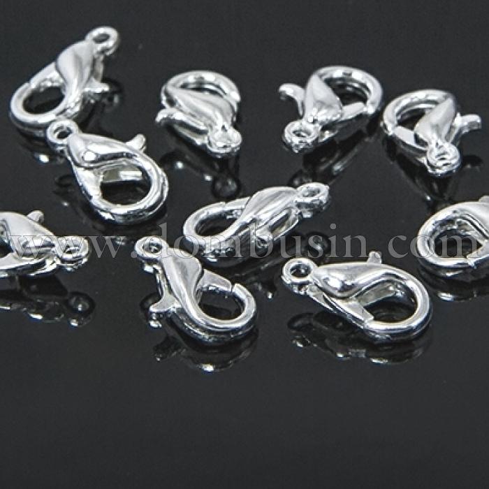 Застежка Карабин-Лобстер, Металл, Цвет: Серебро, Размер: 10х6мм, Отверстие 1мм, (УТ100005181)